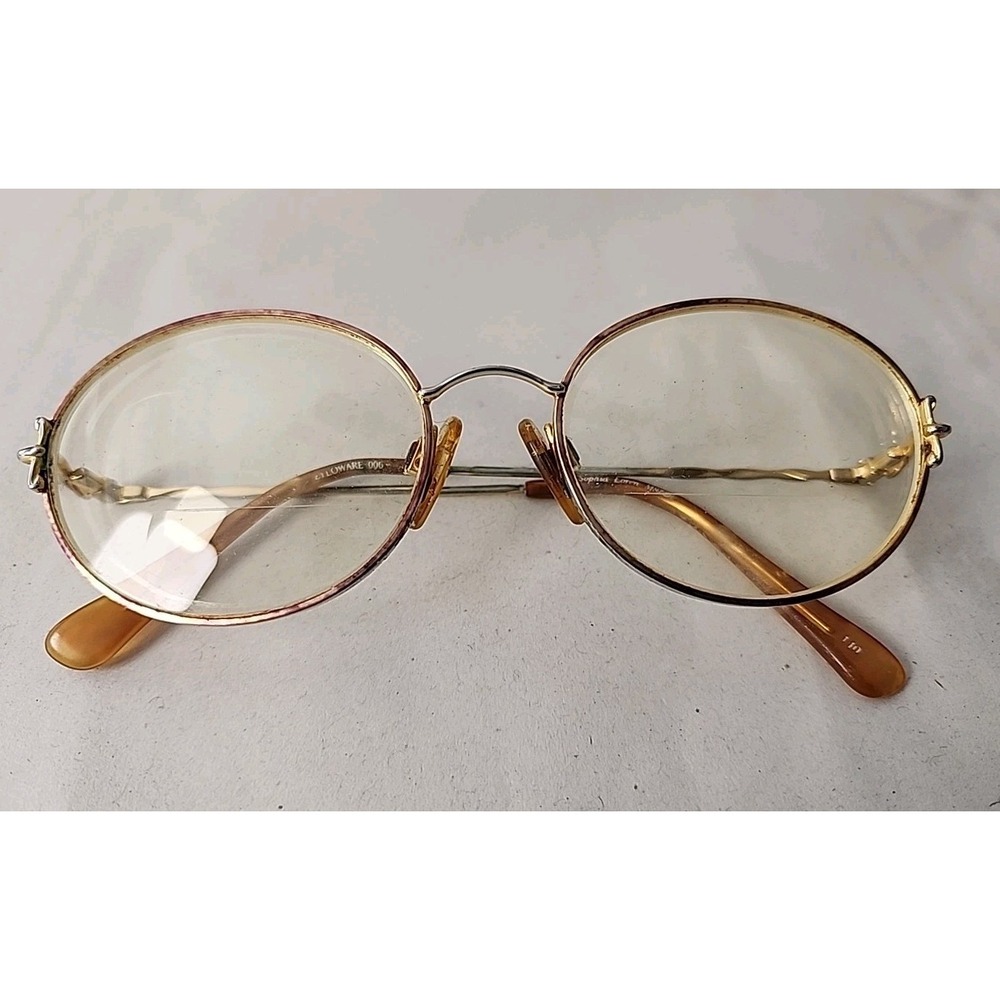 VTG Sophia Loren Yellow & Rose Gold Oval Eyeglass Frames M87 Made in Italy Retro